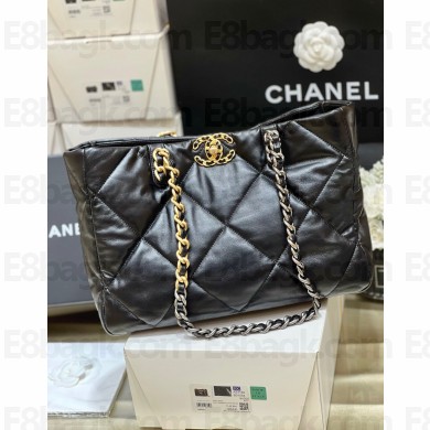 chanel Lambskin, Gold-Tone, Silver-Tone & Ruthenium-Finish Metal 19 shopping bag AS3660 2022(ORIGINAL QUALITY)