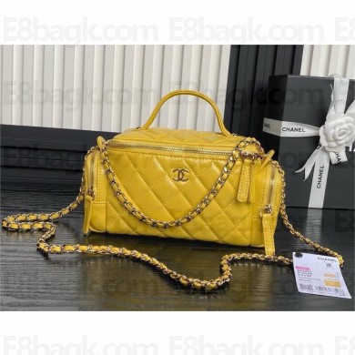 chanel Shiny Crumpled Lambskin & Gold-Tone Metal vanity case yellow AS5222 2024