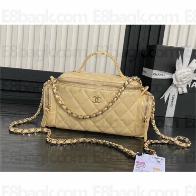 chanel Shiny Crumpled Lambskin & Gold-Tone Metal vanity case beige AS5222 2024
