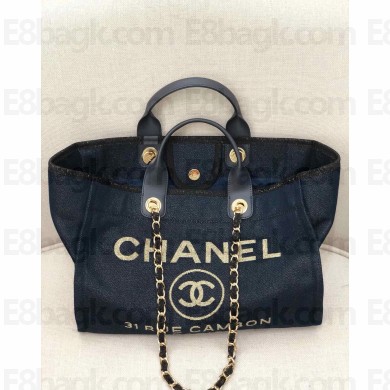 Chanel Deauville Tote Bag navy blue 2021