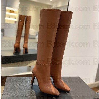 Saint Laurent heel 9.5cm calfskin boots in brown 2024