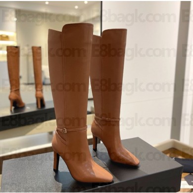 Saint Laurent  Heel 10.5cm  Mina Buckle Booties calfskin brown 2024