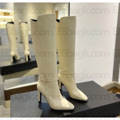 Saint Laurent  Heel 10.5cm  Mina Buckle Booties calfskin white 2024