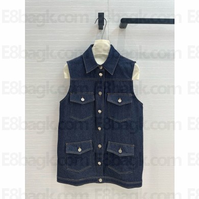 CHANEL DARK BLUE Washed Denim VEST P78764 2025