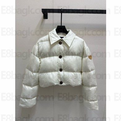 LOUIS VUITTON WHITE Cropped Monogram Puffer Jacket 2025