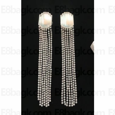 Celine Crystal Tassel Clip-on Earrings Crystal/Silver 2018