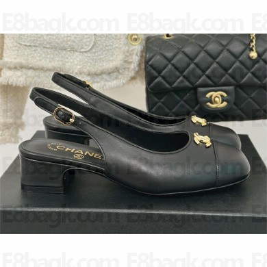 Chanel Heel 3.5cm Slingbacks in calfskin black G45768 2024