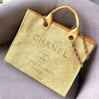 Chanel Deauville Tote Bag lemon yellow 2021