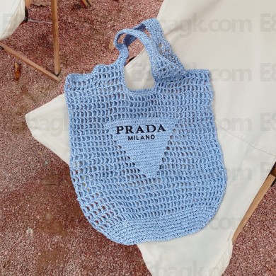 Cheap Sale Prada raffia tote bag 1BG424 Blue 2022