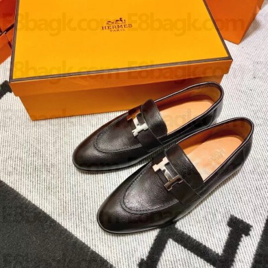 Hermes Leather royal Loafers Black/orange