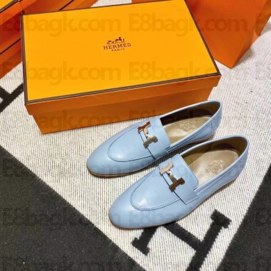 Hermes Leather royal Loafers Blue