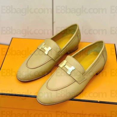 Hermes Leather royal Loafers apricot