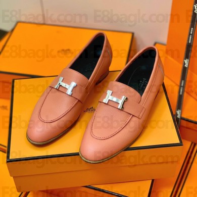 Hermes Leather royal Loafers rose