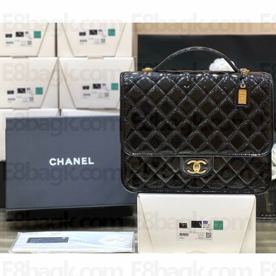 Chanel Large Backpack in Patent Calfskin AS3662 black 2022(original quality)