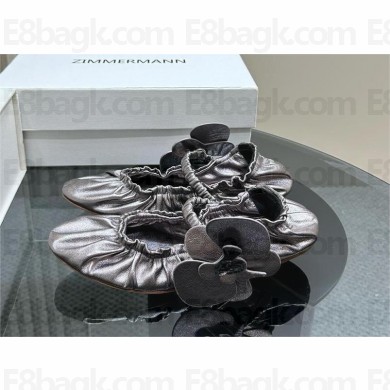Zimmermann Orchid leather ballet flats metallic gray 2024