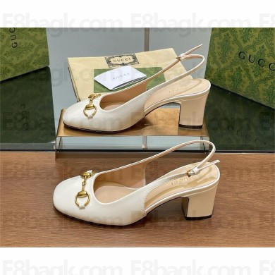Gucci Women's Horsebit slingback IN white PATENT LEATHER 794324 2024