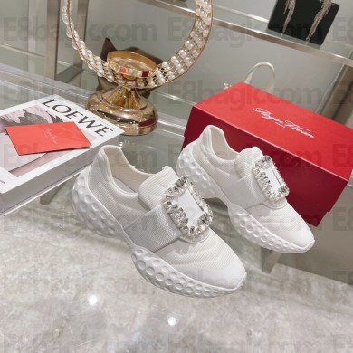 roger vivier Viv' Run Light Strass Buckle Sneakers in Fabrics WHITE