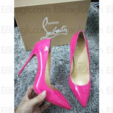 Christian Louboutin Pink So Kate Patent Leather Red Sole Pumps