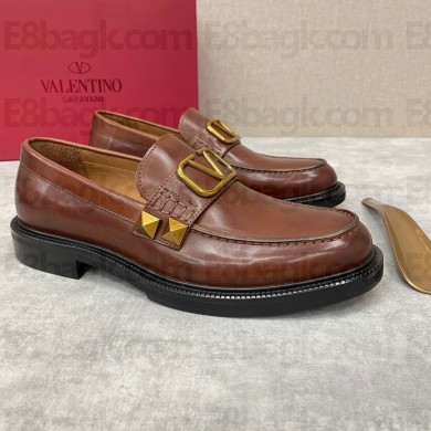 VALENTINO GARAVANI Calfskin Stud Sign Loafer brown 2023