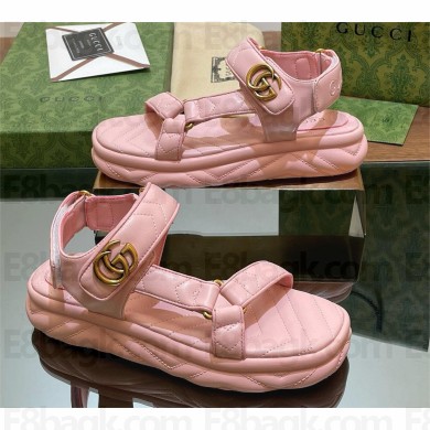 Gucci Women's Double G sandal in pink leather 776936 2024
