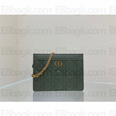 Dior Caro Zipped Pouch with Chain army green 2021