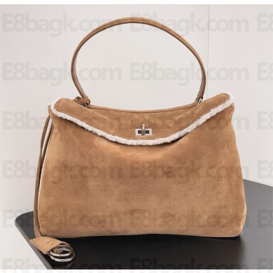 BALENCIAGA Apricot suede leather Rodeo medium Handbag 2024