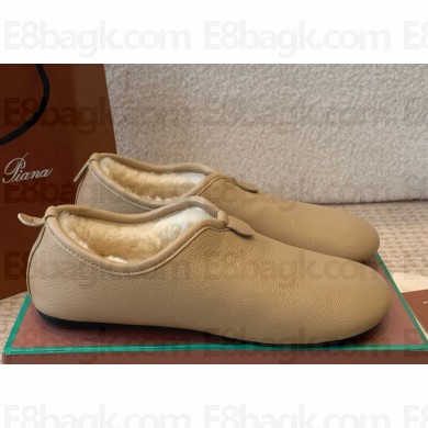 Loro Piana Floaty Flat in Frosted calf leather with shearling  02-2024