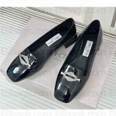 Jimmy choo Ravi Flat Patent Leather Shoes in black 2024
