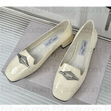 Jimmy choo Ravi Flat Patent Leather Shoes in white 2024