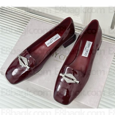 Jimmy choo Ravi Flat Patent Leather Shoes in burgundy 2024