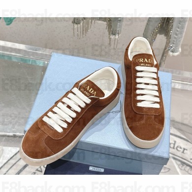 Prada women'/men's Lane suede leather sneakers in brown 2024