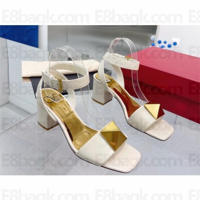 Valentino One Stud Ankle Strap SandalS 40MM white 2023