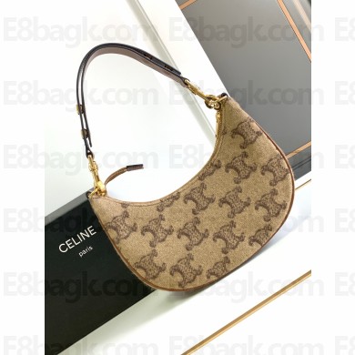 CELINE  Medium Ava Strap Bag in textile with triomphe Camel 2023