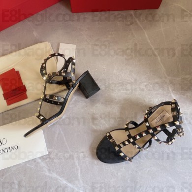 Valentino cage Rockstud calfskin Sandals BLACK 6.5cm 2023