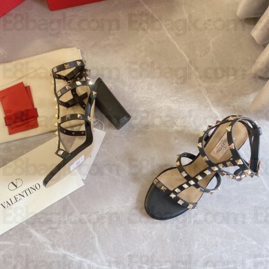 Valentino cage Rockstud calfskin Sandals BLACK 9cm 2023
