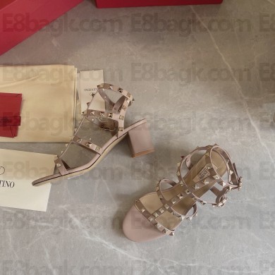 Valentino cage Rockstud calfskin Sandals nude 6.5cm 2023