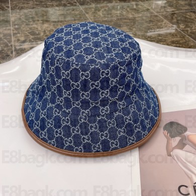 GUCCI GG CANVAS BUCKET HAT DENIM BLUE