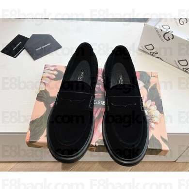 Dolce & Gabbana Calf suede leather loafers black 1105-2024