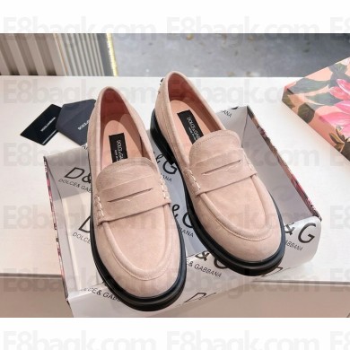 Dolce & Gabbana Calf suede leather loafers pink 1105-2024
