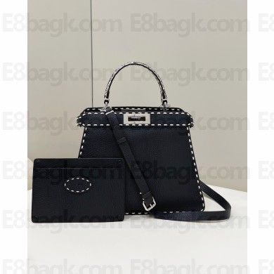 Fendi Peekaboo Iseeu Medium Bag in Grainy Calfskin Leather 80013L black 2022 