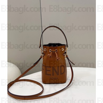 Fendi brown leather mini Mon Treso bag 2023