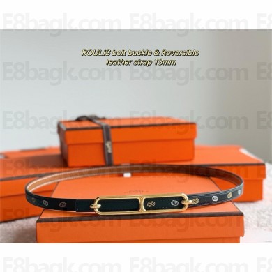 HERMES 13MM reversible roulis belt in calfskin black/yellow gold 2025