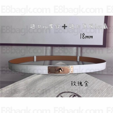 HERMES Kelly 18 belt  in Epsom calfskin white/pink gold 2025
