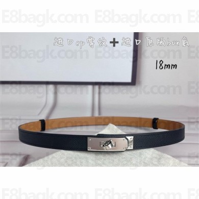 HERMES Kelly 18 belt  in Epsom calfskin black/silver 2025