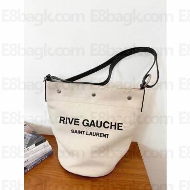 saint laurent rive gauche bucket bag in linen