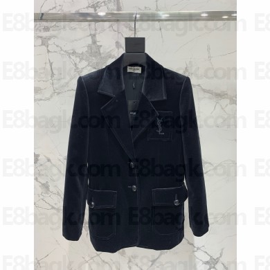SAINT LAURENT jacket in velvet BLACK 2023