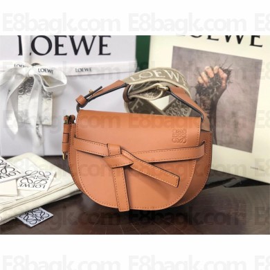 Loewe Mini Gate Dual Bag tan in Soft Calfskin and Jacquard 2023