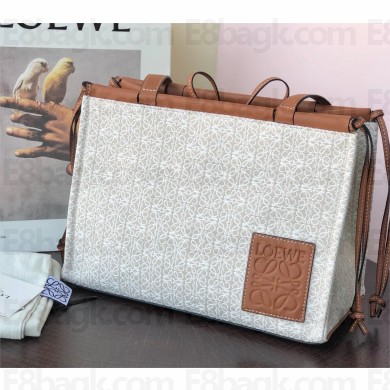 Loewe large cushion tote bag in canvas and calfskin creamy 2023