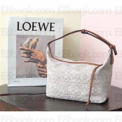 Loewe Cubi bag in Anagram jacquard and calfskin white/tan 2023