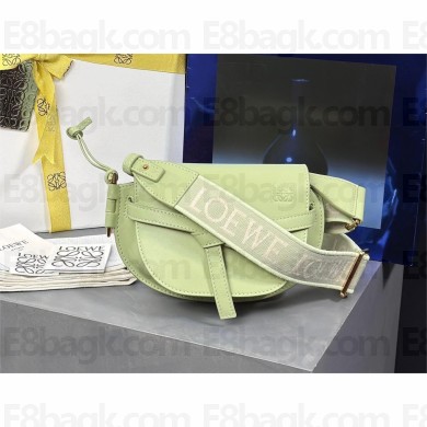 Loewe Mini Gate Dual Bag light pale green in Soft Calfskin and Jacquard 2023